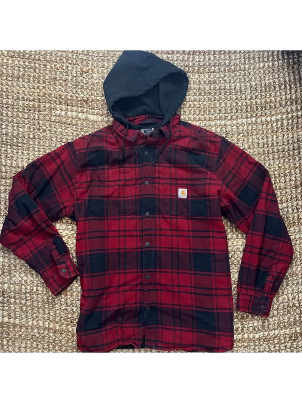 Carhartt Men's Rugged Flex Relaxed Fit Flannel Fleece Lined Hooded 2XL or XXL Re